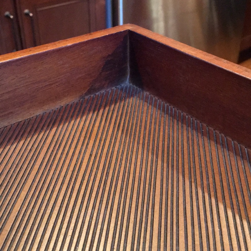 Oversized Crate & Barrel carved square tray - Picture 7 of 9
